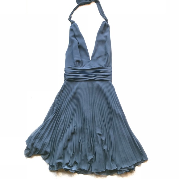 white pleated halter dress